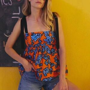 Hunter Bell Orange Blue Blouse Tank Sleeveless Top Size 6